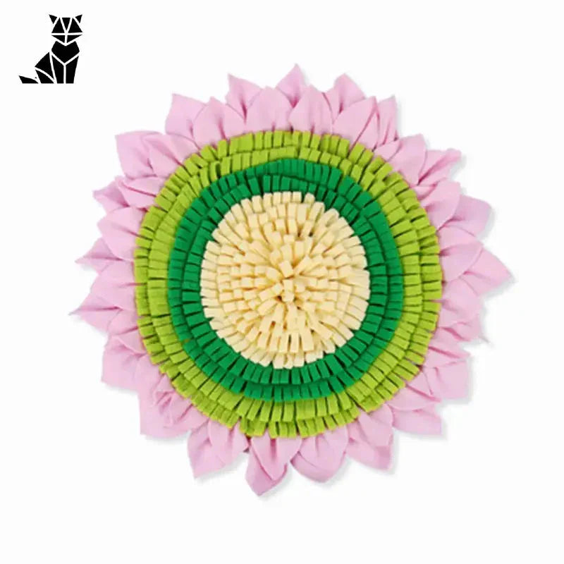 Fleur rose et verte sur le tapis d’éveil olfactif pour chiens - Food Research (tapis alimentaire)