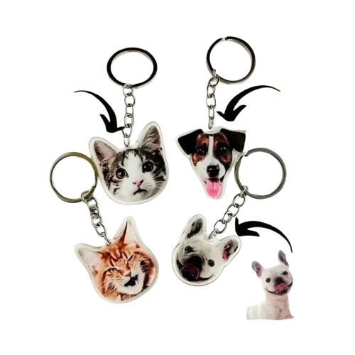 Porte-clés uniques : Animaux personnalisés - Porte clé chat design avec une bande de chats Transparent Background