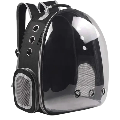 Sac Astronaut Bubble pour Chats avec vue panoramique et enceinte attachée noire Transparent Background