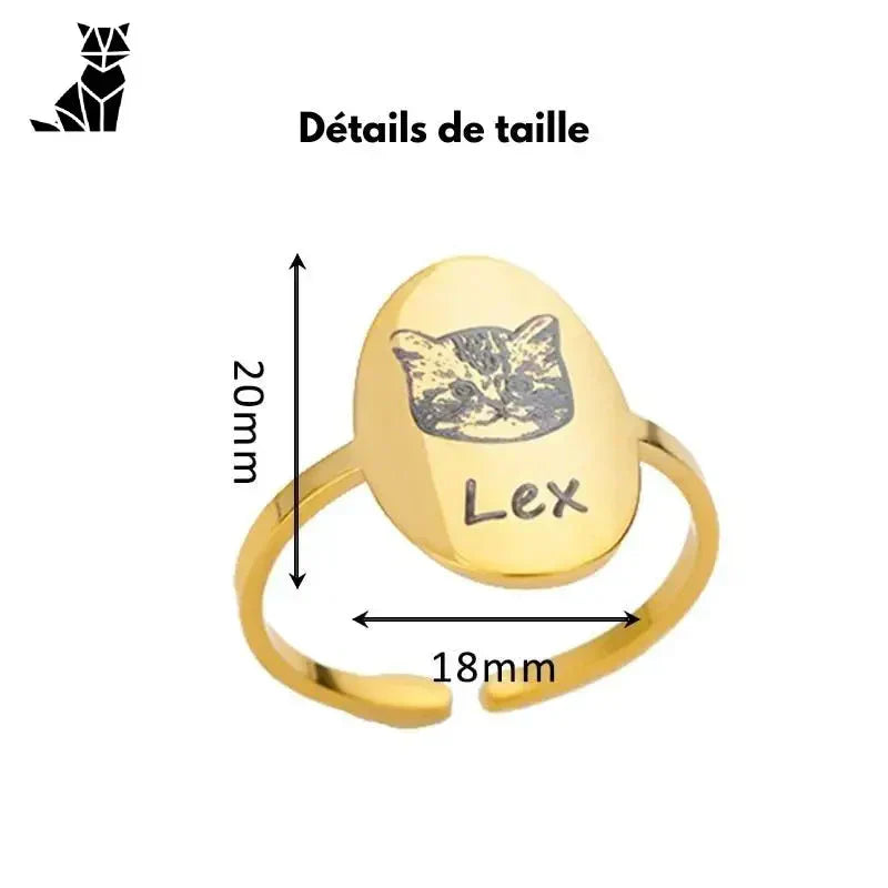 Bague en or avec motif de chat - Bague personnalisée pour les amoureux des animaux