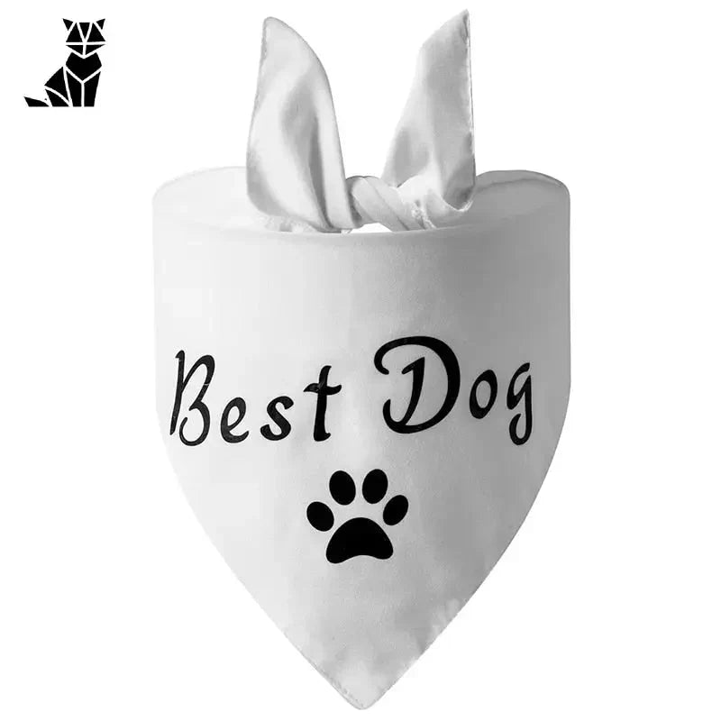 Bandana pour chien chez PetZeal : Blanc avec motif d’impression de pattes noir