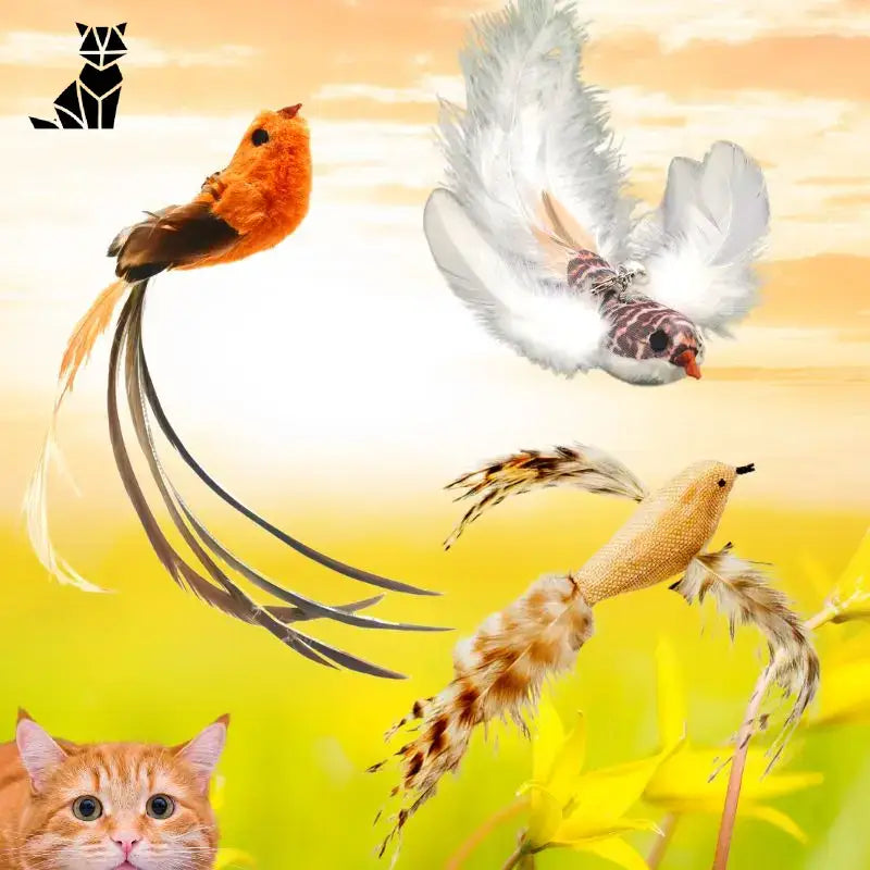 Birdfamily™: Jouet Pour Chat Avec Ventouse Puissante Pour Assouvir Sa Chasse! - Recharge (3 Oiseaux)