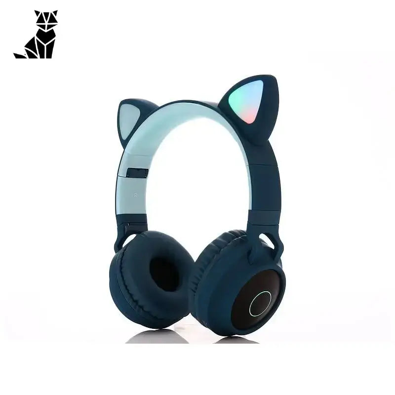 Casque Audio Oreilles De Chat Avec Sortie Usb Lumineuse - Bleu