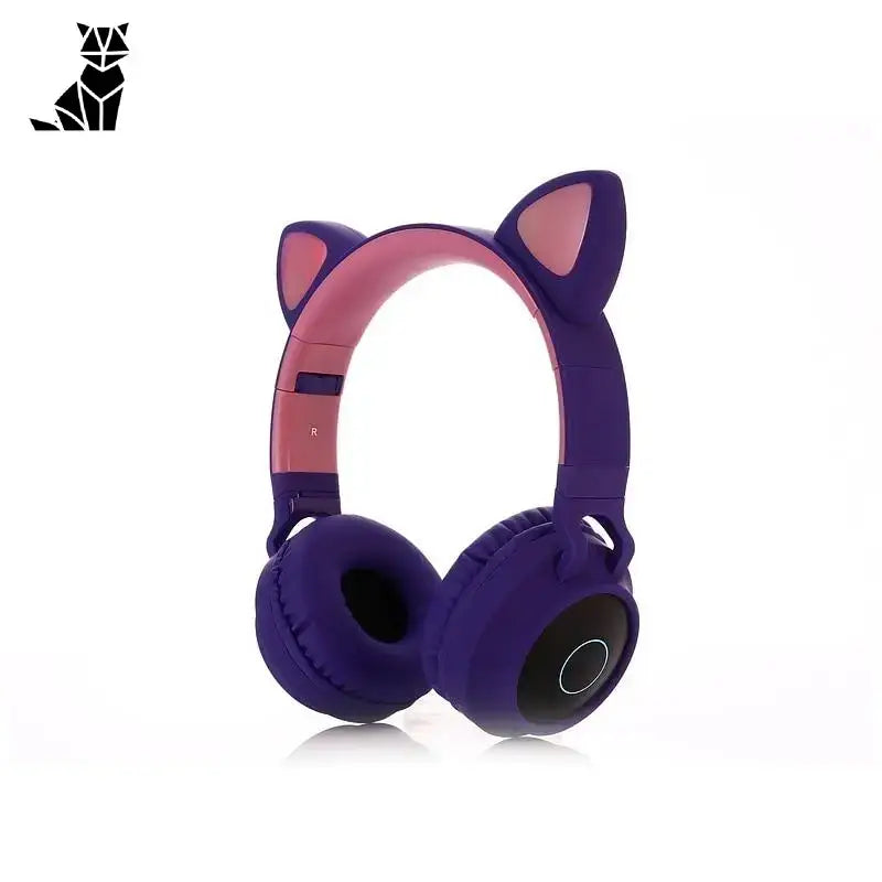 Casque Audio Oreilles De Chat Avec Sortie Usb Lumineuse - Violet