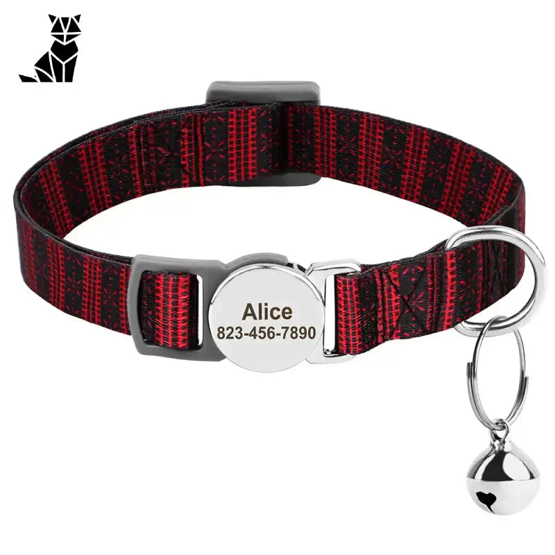 Collier pour chien rouge et noir avec breloque argentée - Collier design et créatif pour chat