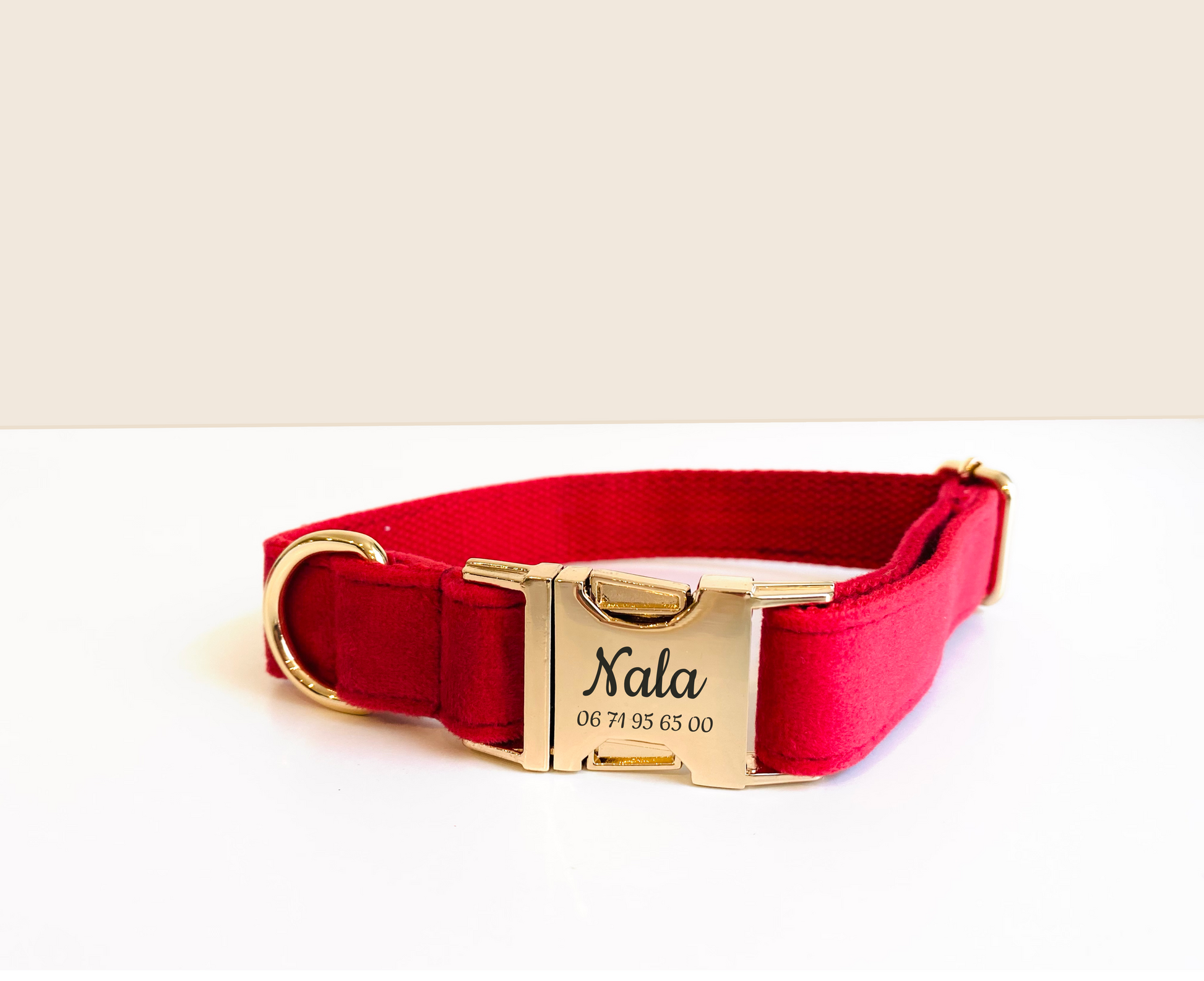 Collier Chien Personnalisé Velours Rouge