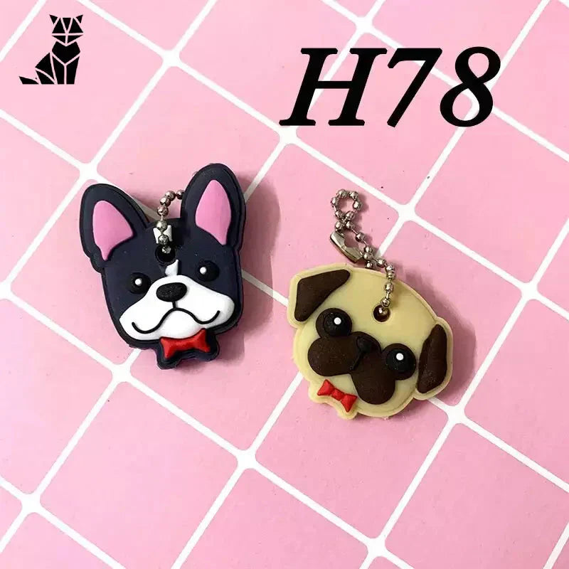 Lot de 2 porte-clés chien en silicone avec design mignon