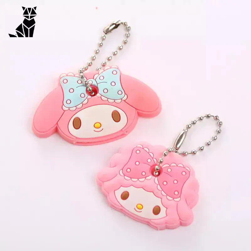 Lot de 2 porte-clés Hello Kitty en silicone - Cache-prises élégants