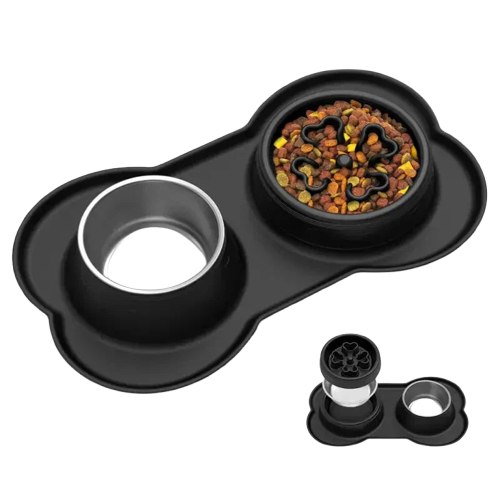 Gamelle anti - glouton double en silicone Transparent Background