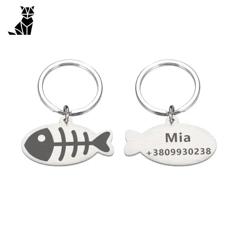 Porte-clés poisson personnalisé en acier inoxydable, Clear Identity Medal - Acier Inoxydable