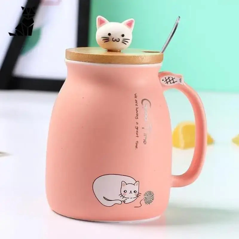 Mug Chat Aux Couleurs Pastels Pour Moments Kawaii Et Chaleureux - Rose Bonbon