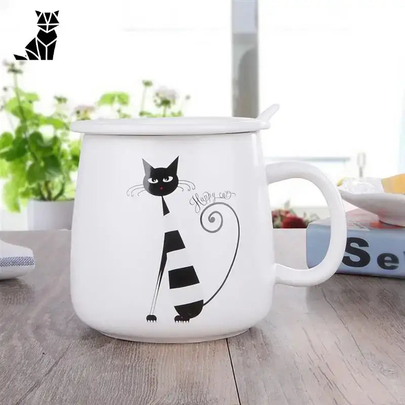 Mug Chat Blanc: Savourez Chaque Gorgée Avec élégance! Blanc Assis