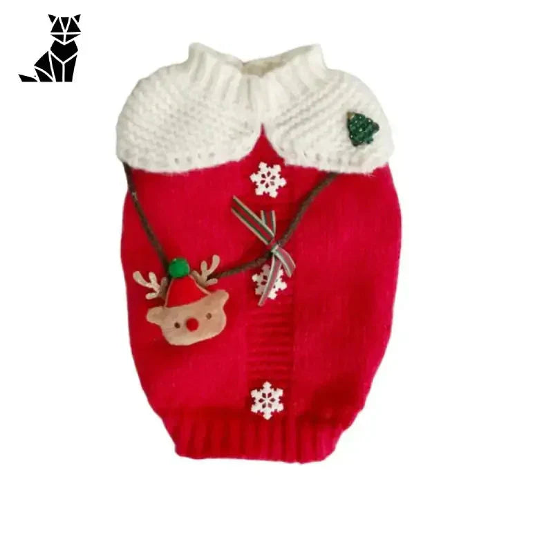 Pull de Noël rouge pour chiens avec motifs de rennes et de flocons de neige dans une matière chaude