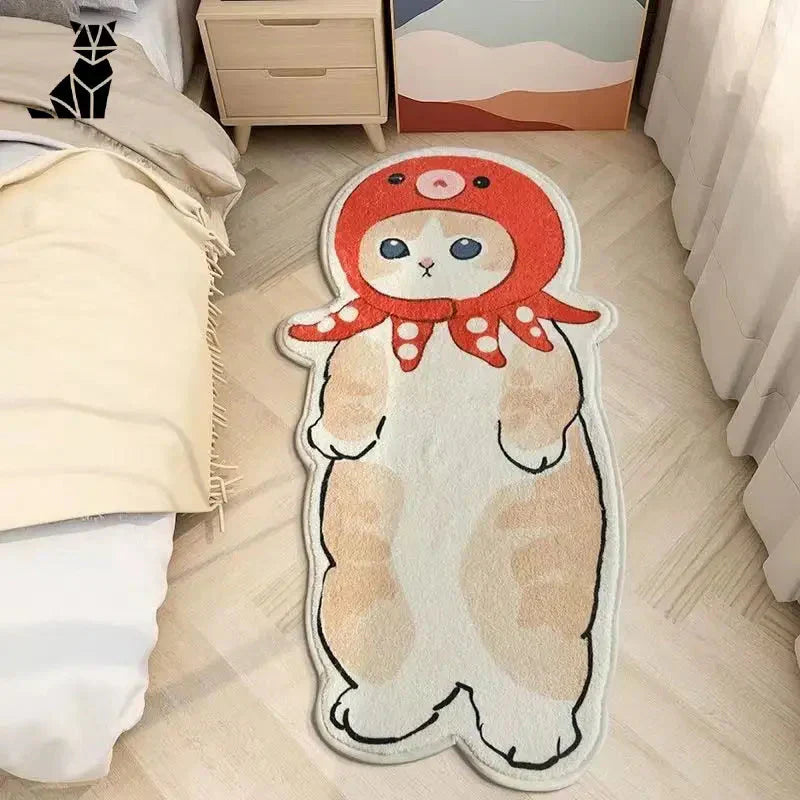 Tapis de sol en forme de chat - Tapis ludique avec un mignon personnage de dessin animé pour les chambres d’enfants