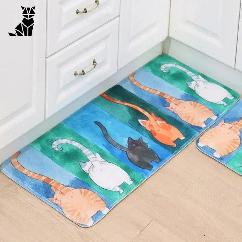 Tapis De Sol Chat Mignons Pour Un Intérieur Plein De Bonne Humeur - Eau Turquoise / 40cmx60cm