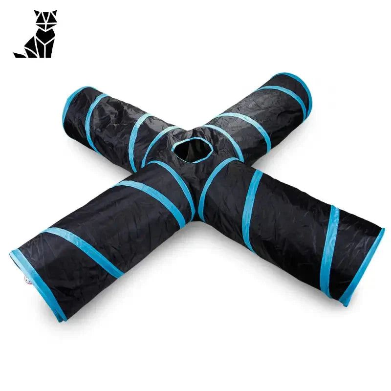 Tapis de yoga noir et bleu à rayures bleues - Tunnel de jeu pour chat Durable Nylon Fun