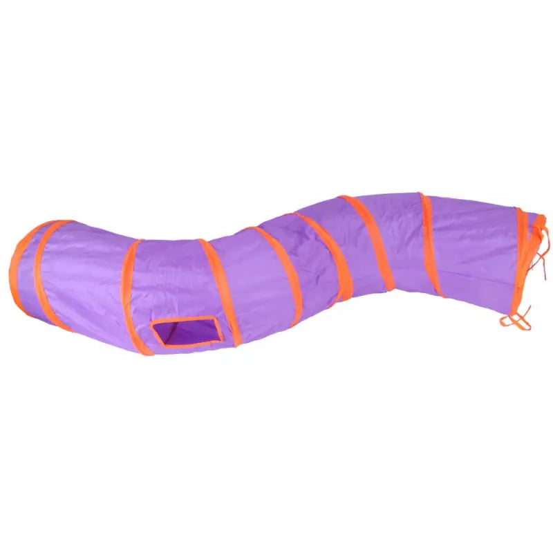 Tunnel de jeu pour chat - Nylon durable : Sac de couchage Facile à ranger violet et orange avec sangles orange
