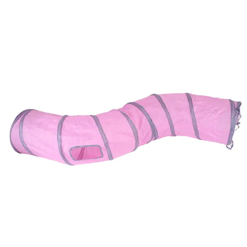 Tunnel de jeu pour chat en nylon durable avec fermeture éclair facile sur sac de couchage rose