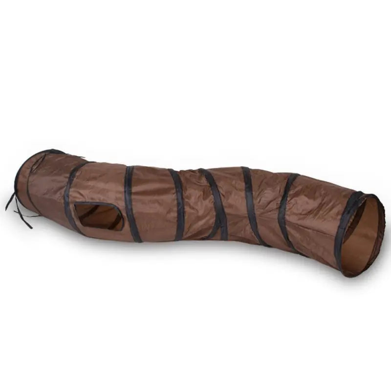 Sac à fermeture éclair marron et noir, Tunnel de jeu pour chat - Amusement durable en nylon