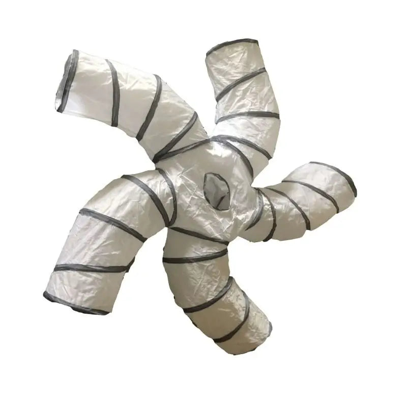 Tunnel de jeu pour chat - Amusement durable en nylon : Jouet en plastique blanc et noir avec une bande noire