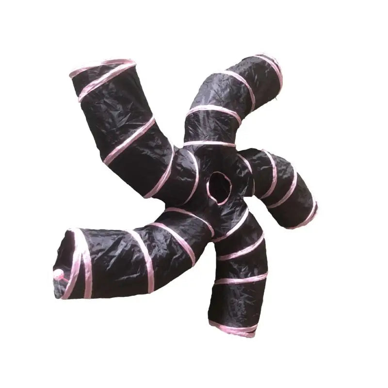 Cravate noire et rose avec bande rose sur le tunnel de jeu pour chat - Nylon durable et amusant