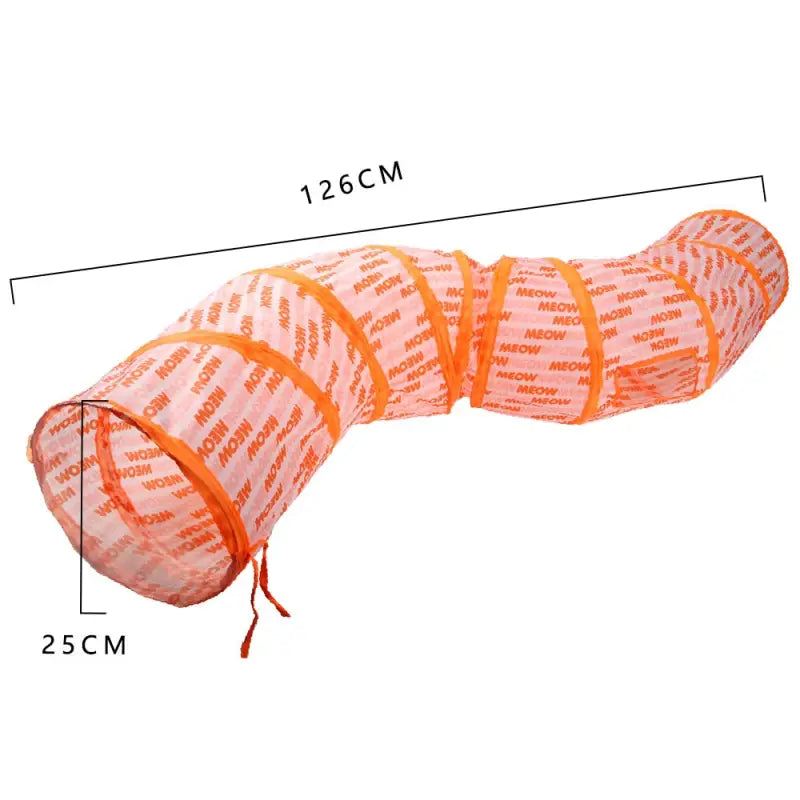 Tunnel de jeu pour chat - Amusement durable en nylon : Facile à ranger rouleau de tissu orange avec ruban à mesurer