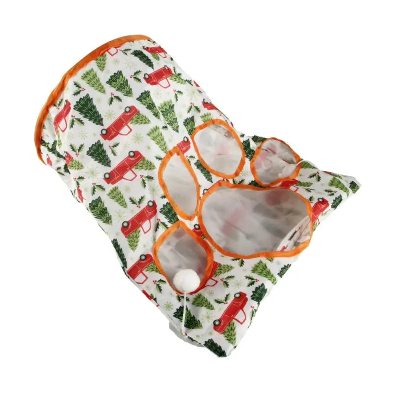 Couche de bébé sur le thème de Noël dans un tunnel de jeu pour chat - Amusement durable en nylon