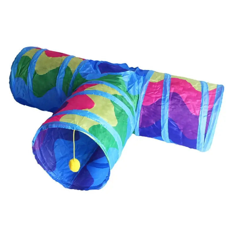 Tunnel de jeu pour chat - Nylon durable Amusant, facile à ranger - gros plan du jouet pour chat dans le tunnel