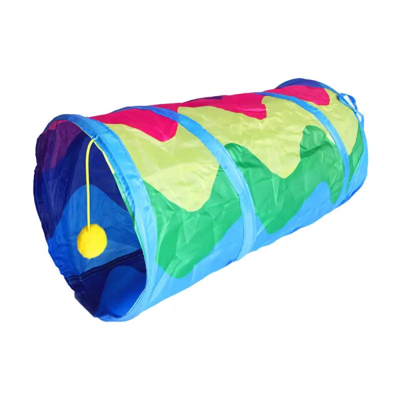 Tunnel de jeu coloré pour chat avec balle à l’intérieur - Nylon durable et facile à ranger