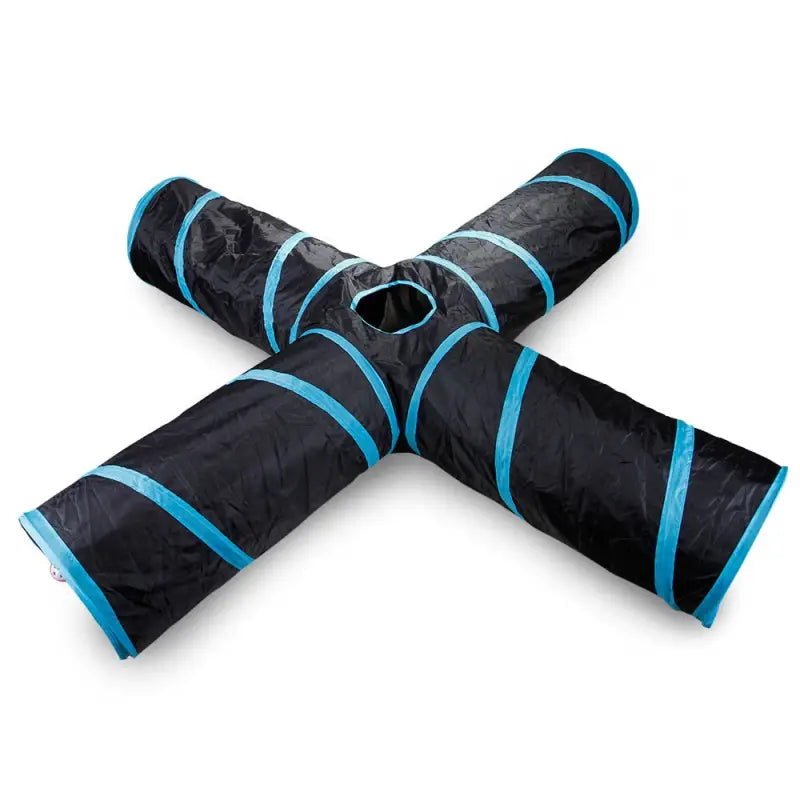 Tapis de yoga noir et bleu à rayures bleues - Tunnel de jeu pour chat Durable Nylon Fun